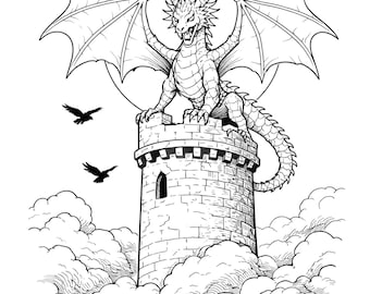 Drachen-Malvorlagen-Paket | 10 druckbare Fantasy-Drachenmotive | A4 & US Letter | Sofort-Download