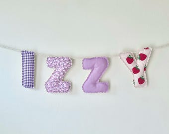 Fabric Letters Name Banner Nursery Decor Name Bunting Personalised Baby Keepsake Gift For Baby Nursery Wall Decor Over Crib Banner With Name