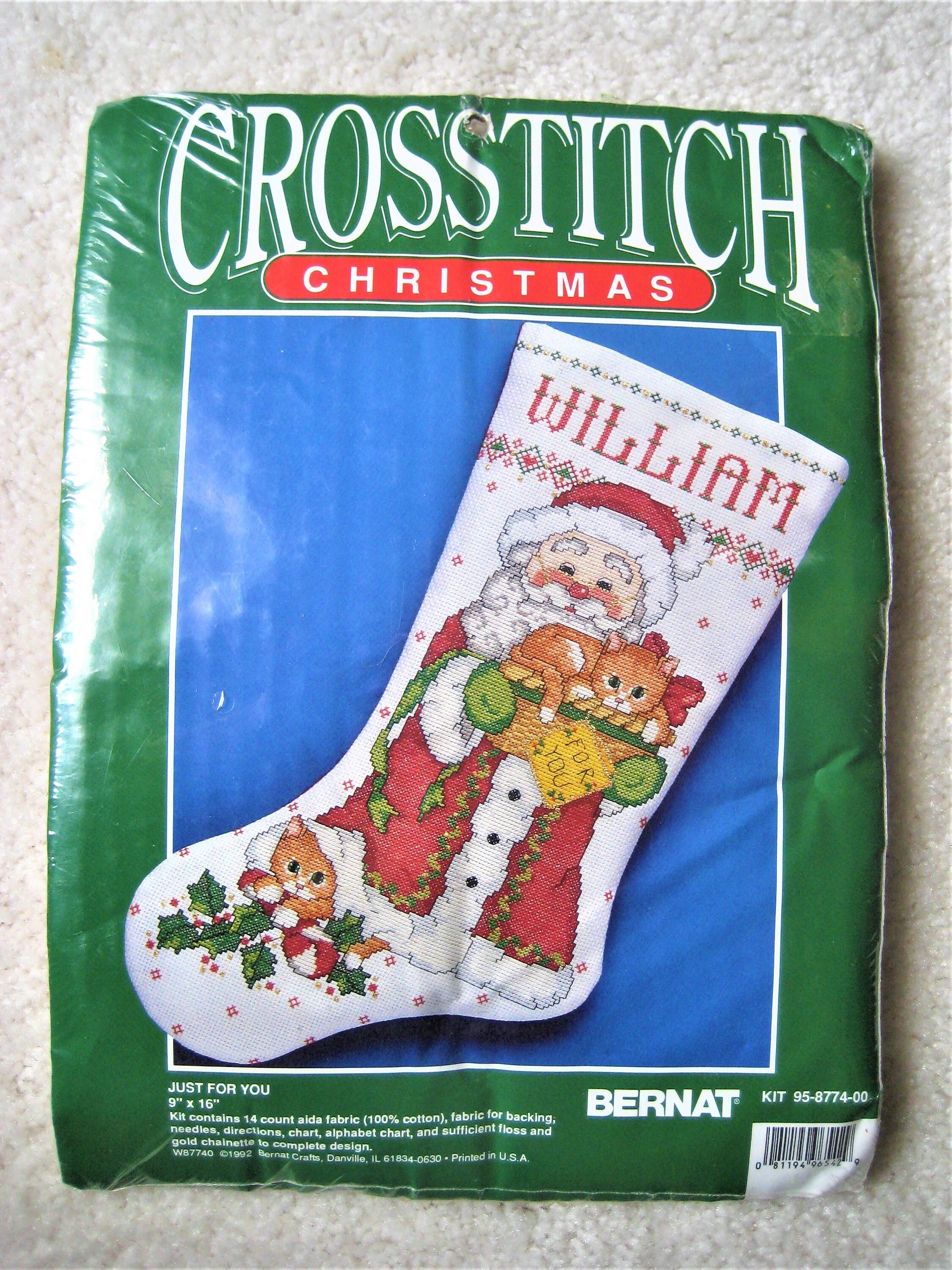 Santa & Kitten Stocking Counted Cross Stitch Kit – Stitch 'N Frame