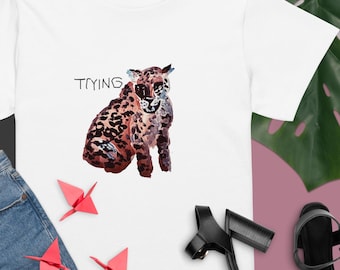 Women’s high-waisted t-shirt with Funny Leopard Women’s Crop Tee