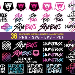 K pop Demon Hunters SVG PNG Bundle | Saja Boys png | Huntrix png | Girl Dinner | Kpop Demon Hunters fan gift | Kpop Cosplay Huntrix Merch