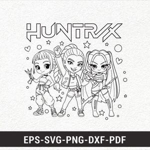 Kpop Huntrix PNG, Kpop Demon Hunters SVG, Rumi Mira Zoey, Anime Lover Gift, Huntrix Shirt Design, Girl Dinner, Kpop Merch Png Eps Svg Dxf