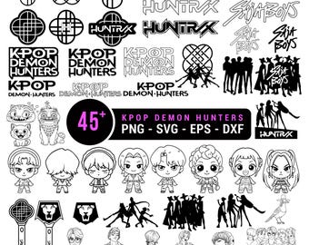 Kpop Demon Hunters SVG PNG Bundle | KPop Huntrix PNG Mega Bundle | Saja Boys Png | Girl Dinner | Chibi Clipart | Huntrix Shirt | Saja Girls