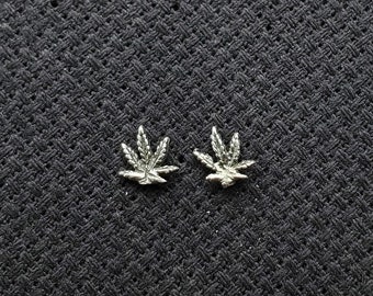 Sterling Silver Marijuana Leaf Earrings