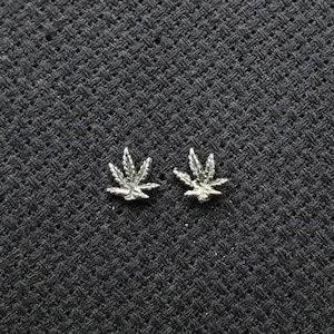 Sterling Silver Marijuana Leaf Earrings