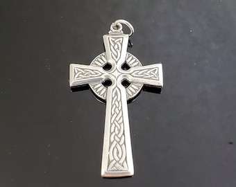 Large Sterling Silver Celtic Cross Pendant