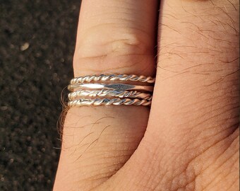 Sterling Silver Stackable, Midi, Knuckle, or Toe Ring Set
