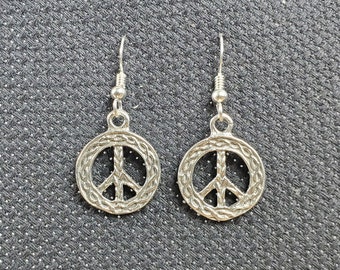 Small Sterling Silver Peace Earrings