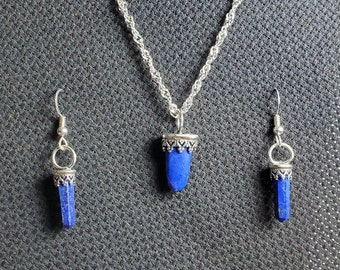 Sterling Silver Lapis Lazuli Pendant and Earring Set