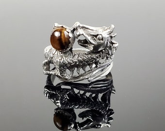 Game of Thrones Inspired Dragon Ring With Reptile Band and Tiger Eye ...