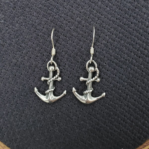 Sterling Silver Fouled Anchor Earrings