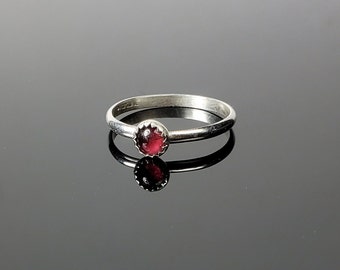 Sterling and Garnet Stackable Ring