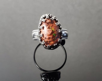 Size 10 Sterling Silver Mexican Jelly Opal Ring