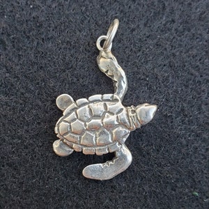 Sterling Silver 3d Sea Turtle Pendant