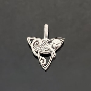 Sterling Silver Cat in Triquetra Pendant