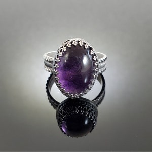 Size 11.75 Sterling Silver and Amethyst Ring