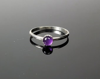 Sterling and Amethyst Stackable Ring