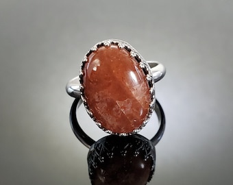 Size 9.75 Sterling Silver and Sunstone Ring