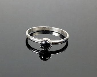 Sterling Silver and Hematite Stackable Ring