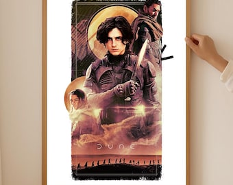 Póster de la película Dune sin marco, arte mural cinematográfico de estilo oficial, lámina épica de ciencia ficción de Arrakis.