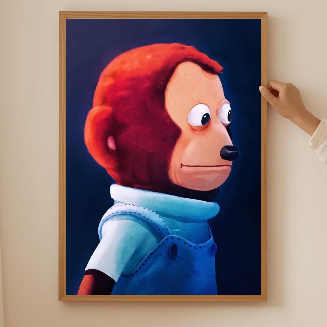 Awkward Monkey Puppet Meme Poster Unframed, Funny Look Away Wall Art ...
