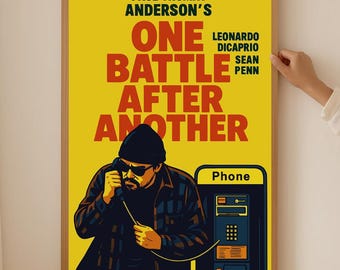 Póster de la película "One Battle After Another" sin marco, arte mural cinematográfico de Paul Thomas Anderson, lámina de acción de 2026, decoración de cine.