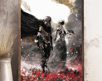 Póster sin marco de Clair Obscur: Expedición 33, concepto de amor pintado, decoración de pared de juegos de ciencia ficción, regalo estético dramático para gamers.