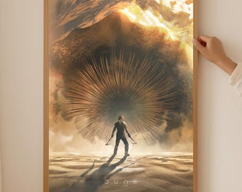 Póster de Shai-Hulud Rider sin marco, arte de paisaje desértico de gusanos de arena, lámina de aventura épica de ciencia ficción
