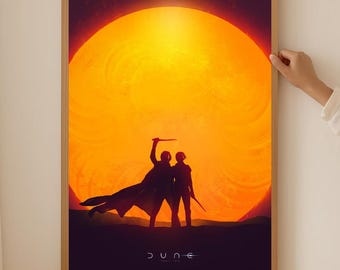 Póster de los Campeones de Arrakis sin marco, arte mural cinematográfico de ciencia ficción, lámina épica del guerrero del planeta desértico.