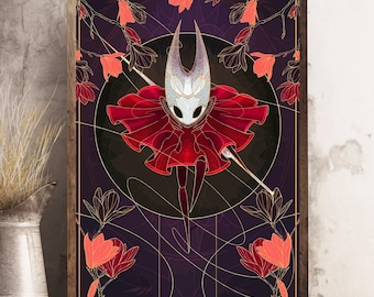 Póster floral sin marco de Hollow Knight Hornet, regalo botánico vintage para gamers, decoración de pared Silksong, impresión artística de fan de videojuegos independientes