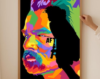 Retrato colorido de arte pop con sombra, póster sin marco, arte de pared "Una batalla tras otra", impresión cinematográfica de 2026, decoración moderna.