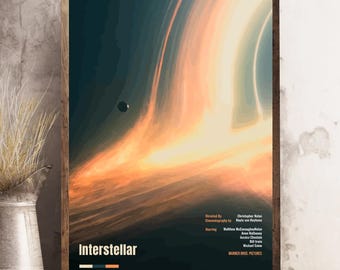 Póster minimalista de la película Interestelar sin marco, decoración de pared de ciencia ficción abstracta, impresión de cine en casa moderna de mediados de siglo, viajes espaciales para él