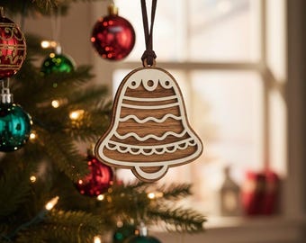 Layered Wood Christmas Bell Ornament, Rustic Farmhouse Decor