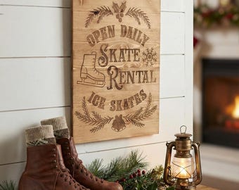 Rustic Handcrafted Laser-Engraved Winter Wood Sign for Farmhouse Decor & Holiday Mantel Display