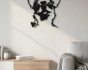 Handcrafted Chihuahua Wood Wall Art – Modern Dog Portrait with Heart Detail