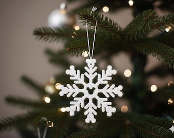 Whimsical Glitter Snowflake Mouse Ornaments - Set of 6 for Disney Lovers and Holiday Magic