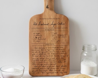 Custom Engraved Recipe Cutting Board - Personalized Handwriting Gift - Walnut Kitchen Decor - Family Heirloom