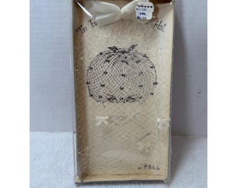 NIB VTG The Famous Glamour Veil Hat Talla única Malla blanca con lazos 600