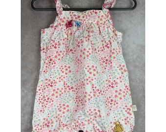 VTG Classic Pooh Romper Baby Girls 6M White Pink Floral Disney Winnie the Pooh