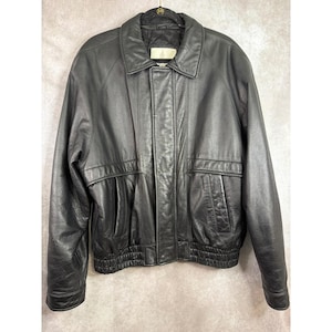London Fog Leather Bomber Jacket - Etsy