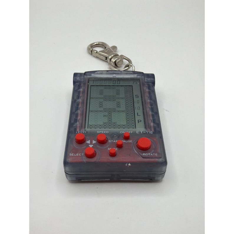 Vintage Brick Game Keychain Grey Red ET-118 Retro Handheld Console image 2