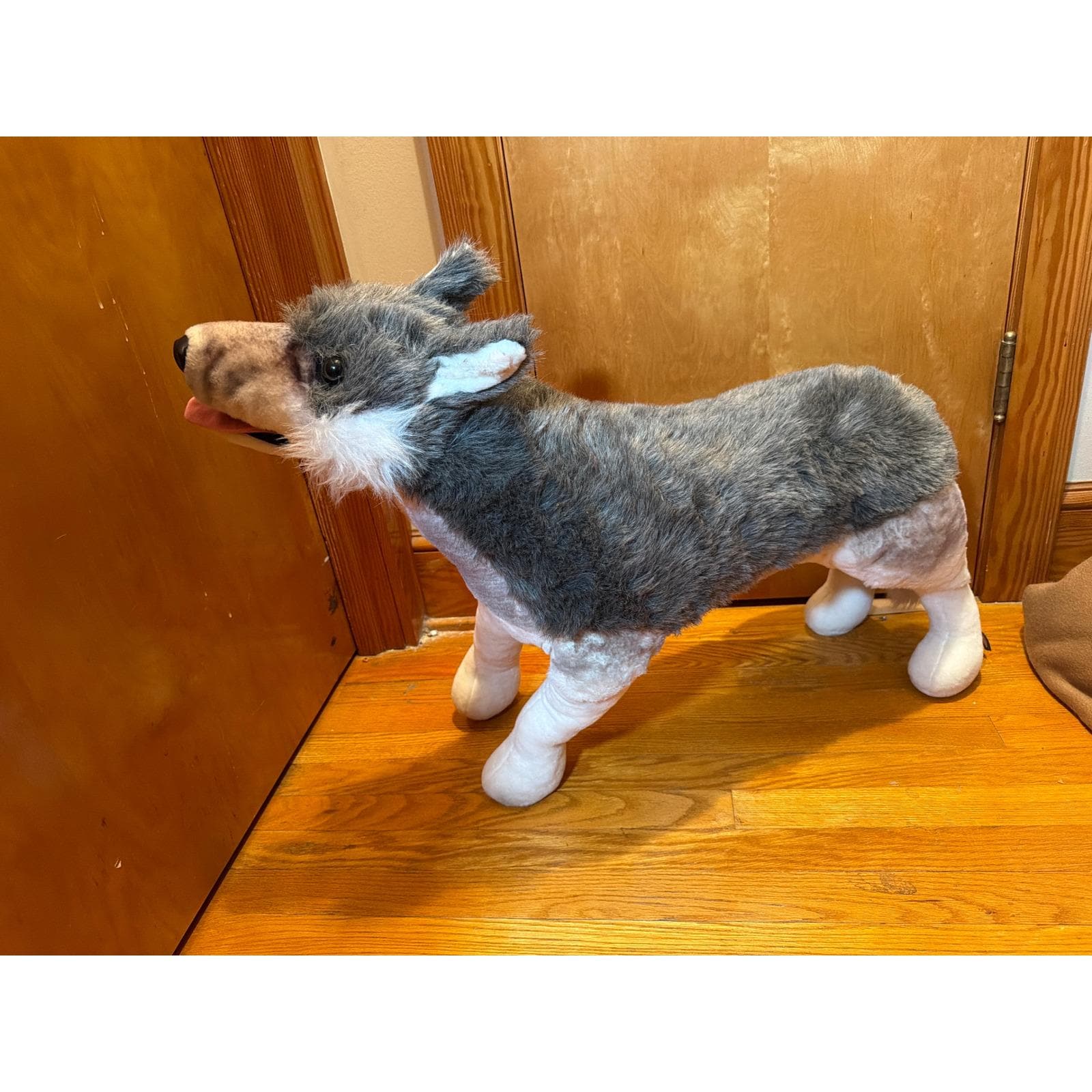 Lifelike Jumbo Plush Gray Wolf Melissa & Doug Standing Stuffed