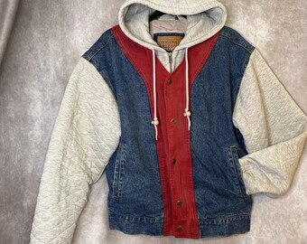 Chaqueta vaquera híbrida Arizona Jean CO original de los años 90, color gris granate, con cremallera completa, talla S