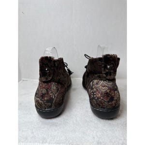 VTG Soft Style enkellaarsjes dames 9,9 bruin paisley fluwelen Chukka Jinger veters met veters afbeelding 5
