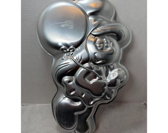 NUOVA teglia vintage Wilton Puffetta, argento, 1983, Puffi, alluminio, 2105-5419