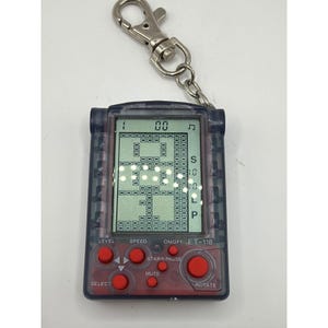 Vintage Brick Game Keychain Grey Red ET-118 Retro Handheld Console image 1