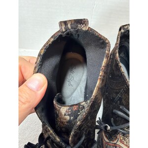 VTG Soft Style enkellaarsjes dames 9,9 bruin paisley fluwelen Chukka Jinger veters met veters afbeelding 7