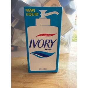 Jabón líquido Ivory de 255 ml (9 oz) con dosificador azul, nuevo, de 1982, sin usar, de Proctor & Gamble.