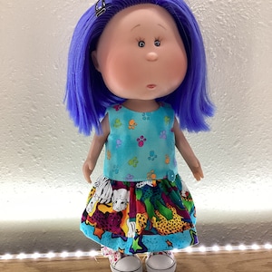 Cats cats cats, dress, 12”  doll clothes, Mia, ooak