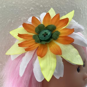 Flower hair bow, 9” or 12”, Mini Mia or Mia, doll clothes, nines d onil